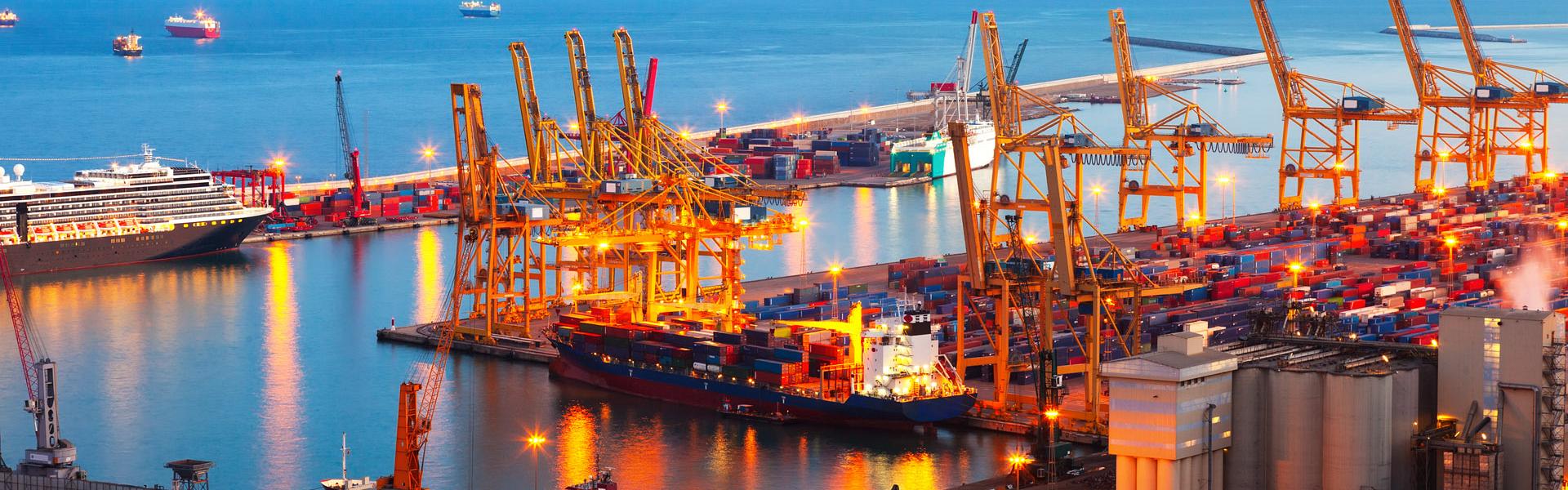 industrial port de barcelona evening