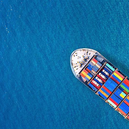 aerial view container cargo ship sea